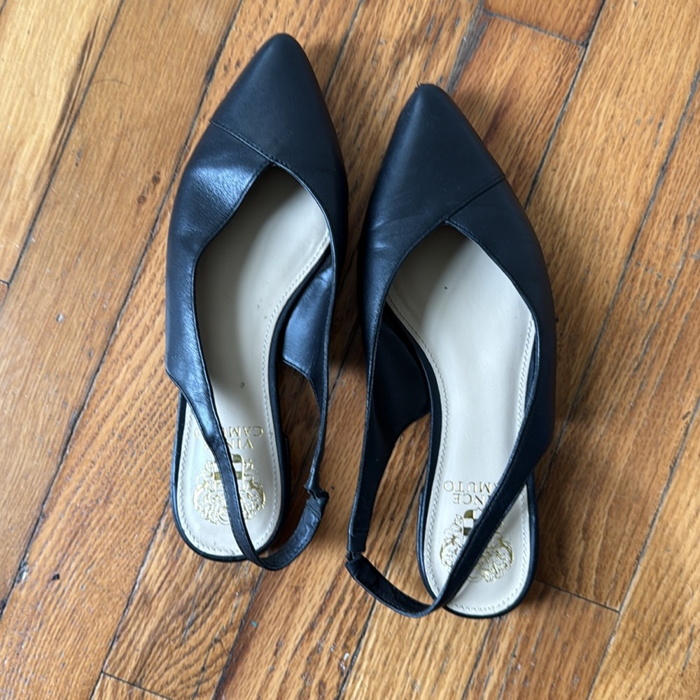 Vince Camuto Elegant Black Slingback Flats 7 - Picture 2 of 8